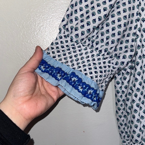 J.Crew Ferris Smocked Ruffle Cotton Voile Dress Blue White Size XS Spring - Picture 3 of 10